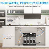 Alkaline UV Reverse Osmosis System Stainless Steel 500 GPD Tankless RO Water Filter 8 Stage Remineralization Under Sink Water Filtration with Faucet 2:1 Pure to Drain