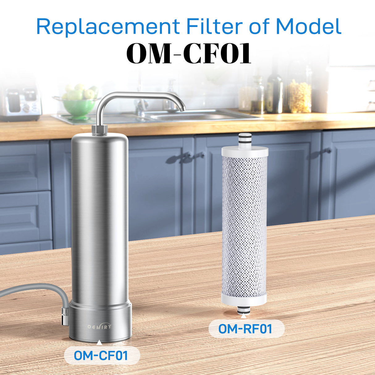 OEMIRY Replacement Filter for OM-CF01 Countertop Water Filter RF01, 1 Pack