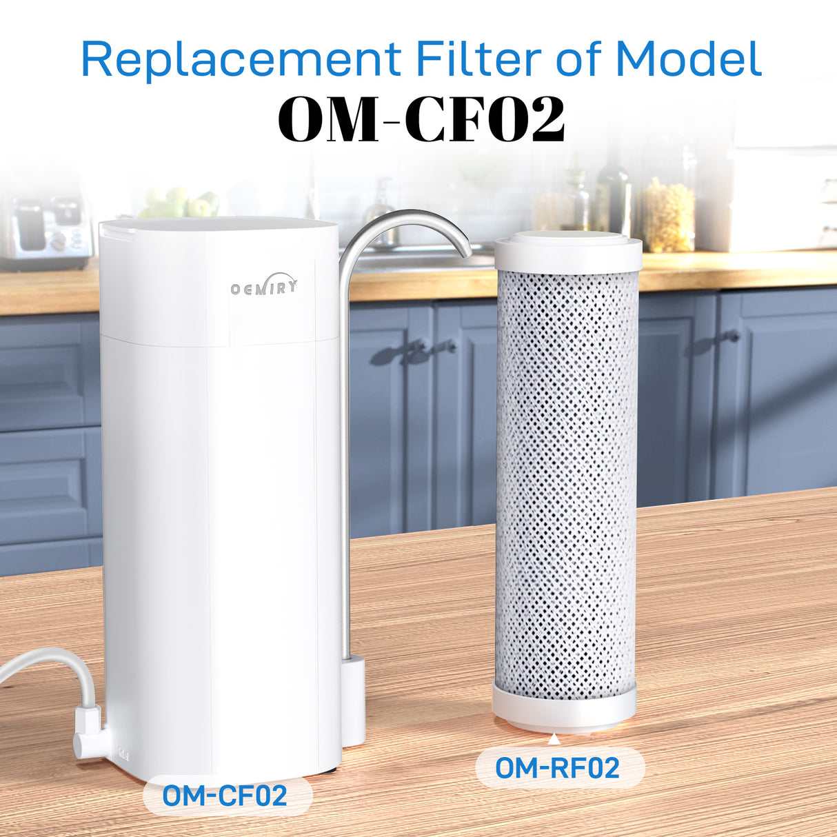 OEMIRY Certified Replacement Filter for OM-CF02 Countertop Water Filter RF02, 1 Pack