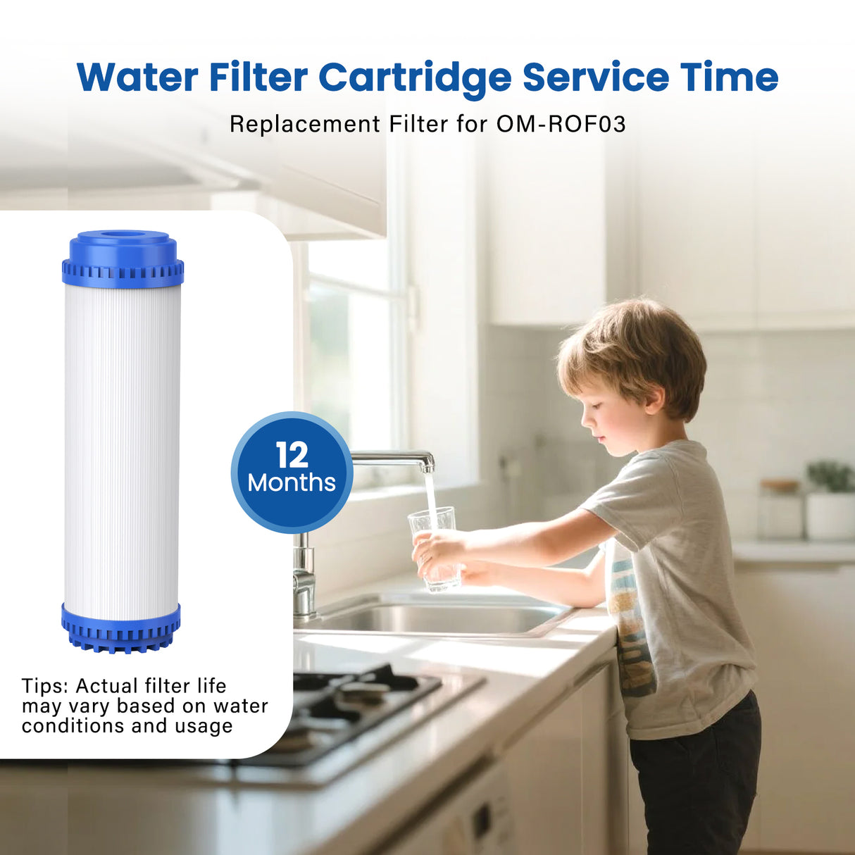 Replacement Cartridge Filter for UV Reverse Osmosis System OM-ROF03, 1 Pack