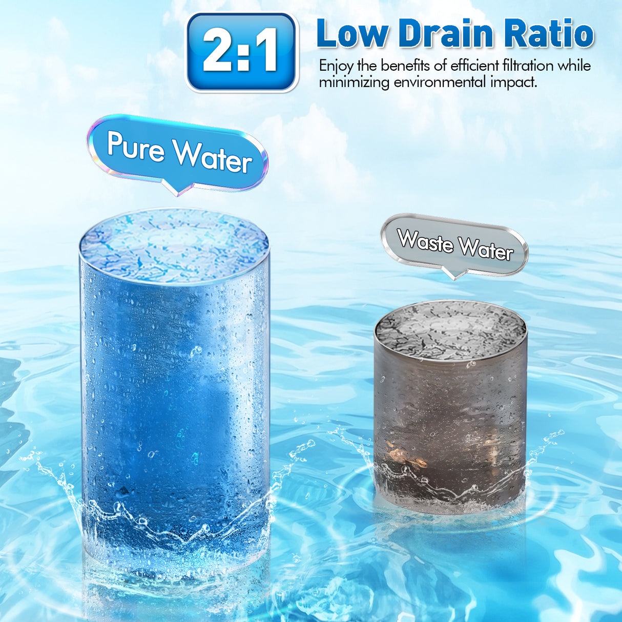 0.01μm Ultra Filtration Under Sink Water Filter, Tankless Alkaline Remineralization 4-Stage Water Filtration System with Faucet, Remove 99.99% Contaminants, Chlorine, Fluoride, Odor & Bad Taste